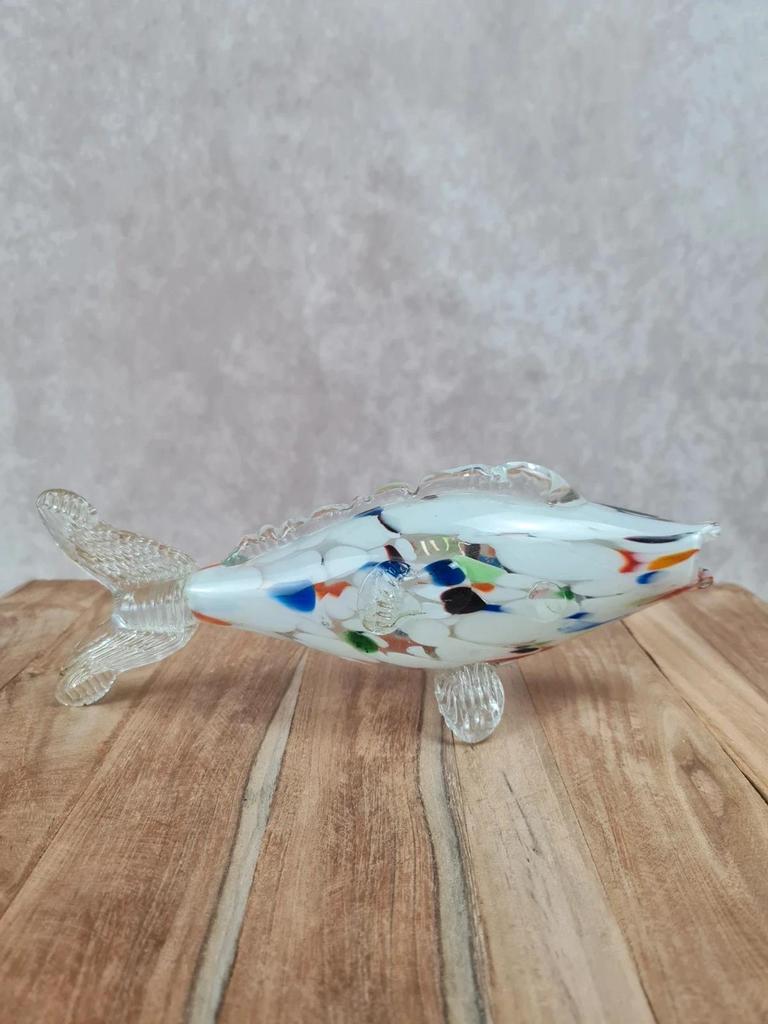 Joli poisson décoratif en verre soufflé, style Murano 🐟🌈