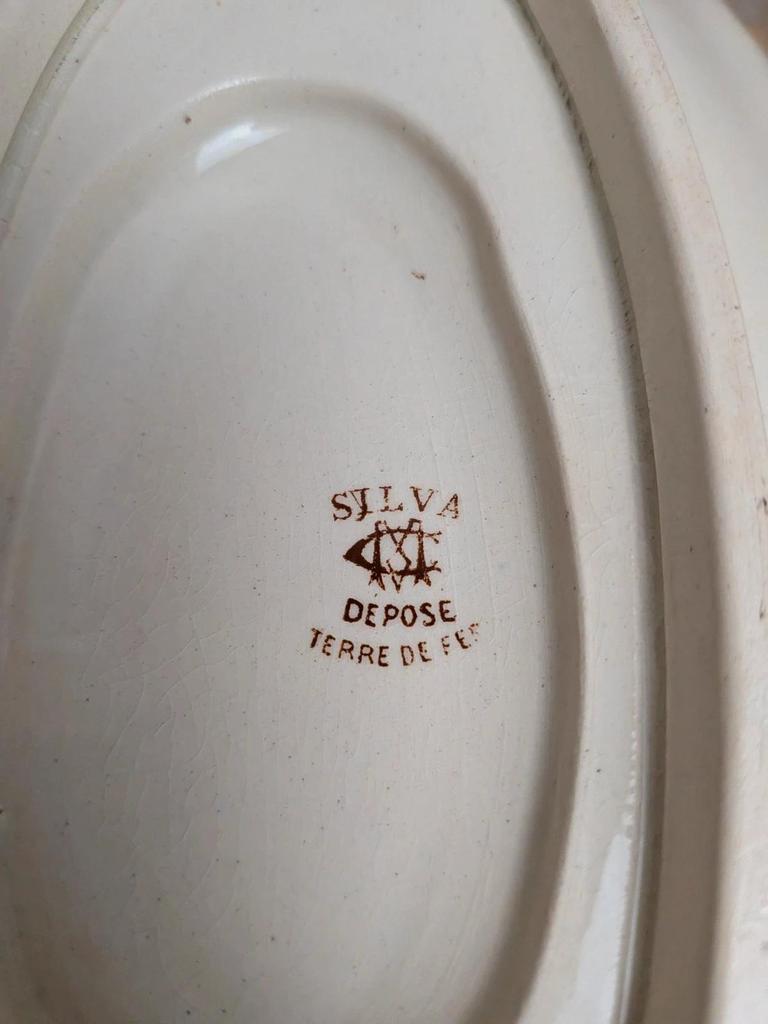 Saucière Terre de Fer Creil et Montereau Silva décor oiseaux