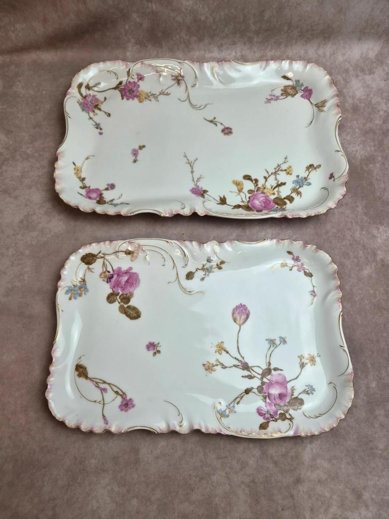 Paire de grands plats Haviland Limoges pour Vermont Marin Paris vers 1890