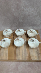 Lot de 6 tasses Gien Yokohama & 6 soucoupes M&s – porcelaine française