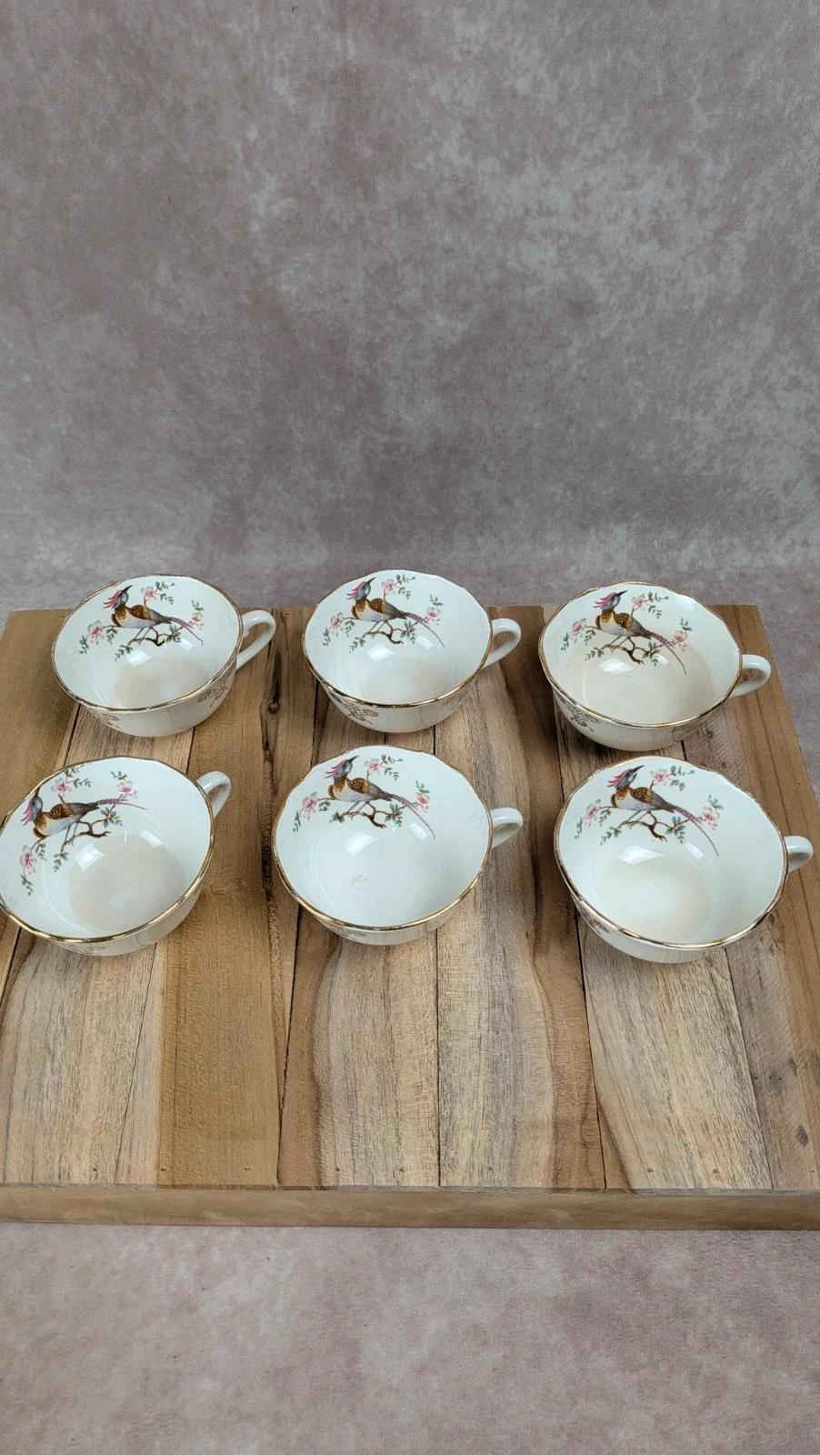 Lot de 6 tasses Gien Yokohama & 6 soucoupes M&s – porcelaine française