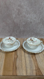 Lot de 2 tasses Gien Yokohama & 2 soucoupes M&s – porcelaine française
