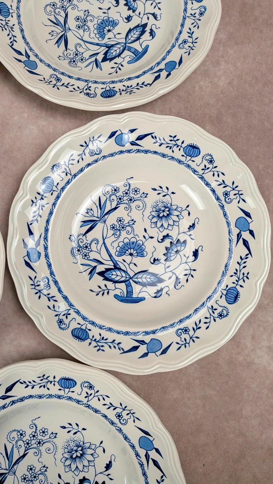 Lot de 5 assiettes creuses Lunéville décor bleu traditionnel