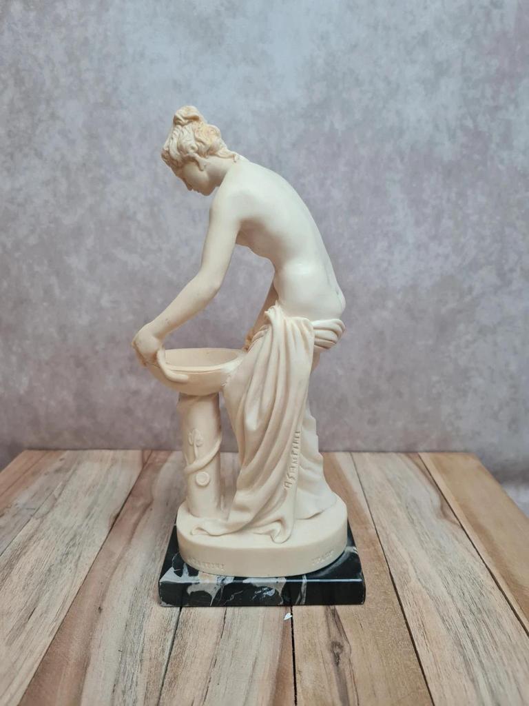 Statue vintage Santini femme antique – sculpture italienne sur socle marbre 26 cm