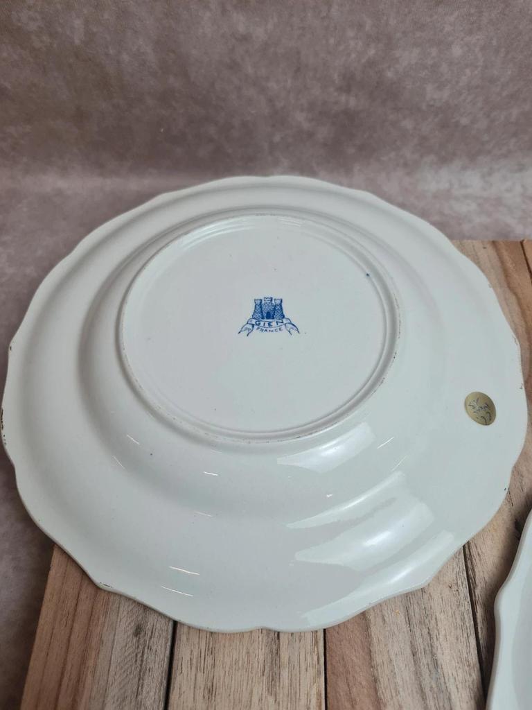 Paire d’assiettes Gien modèle Rouen bleu – décor classique 💙