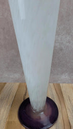 Grand vase en pâte de verre blanc & violet