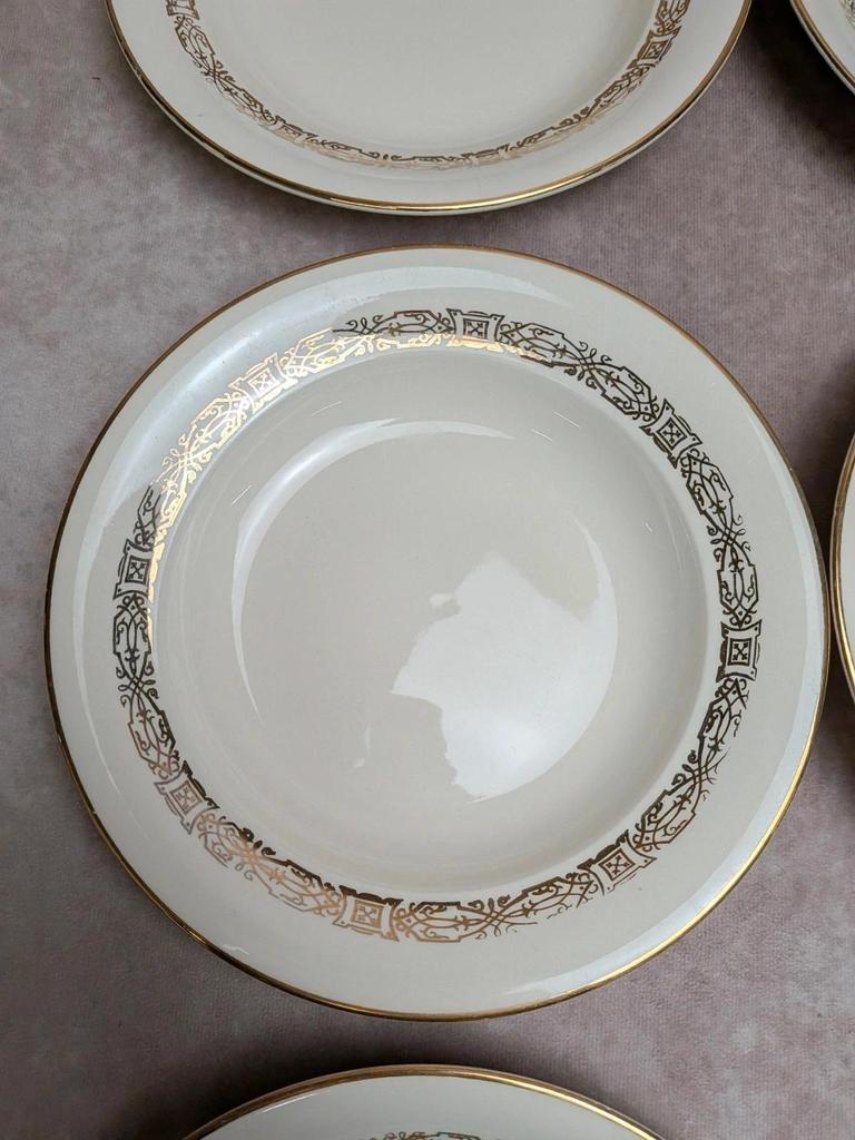Lot de 6 assiettes creuses Villeroy & Boch – décor doré vintage