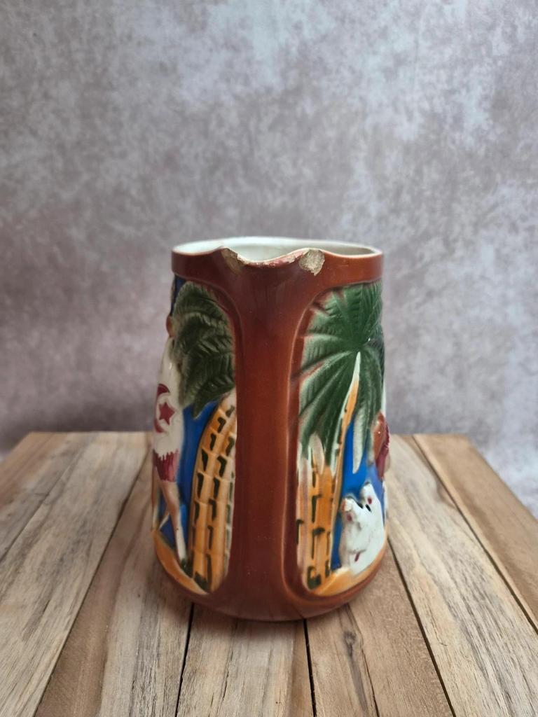 Pichet barbotine Saint-clément Chameau n°1000-4 – décor orientaliste