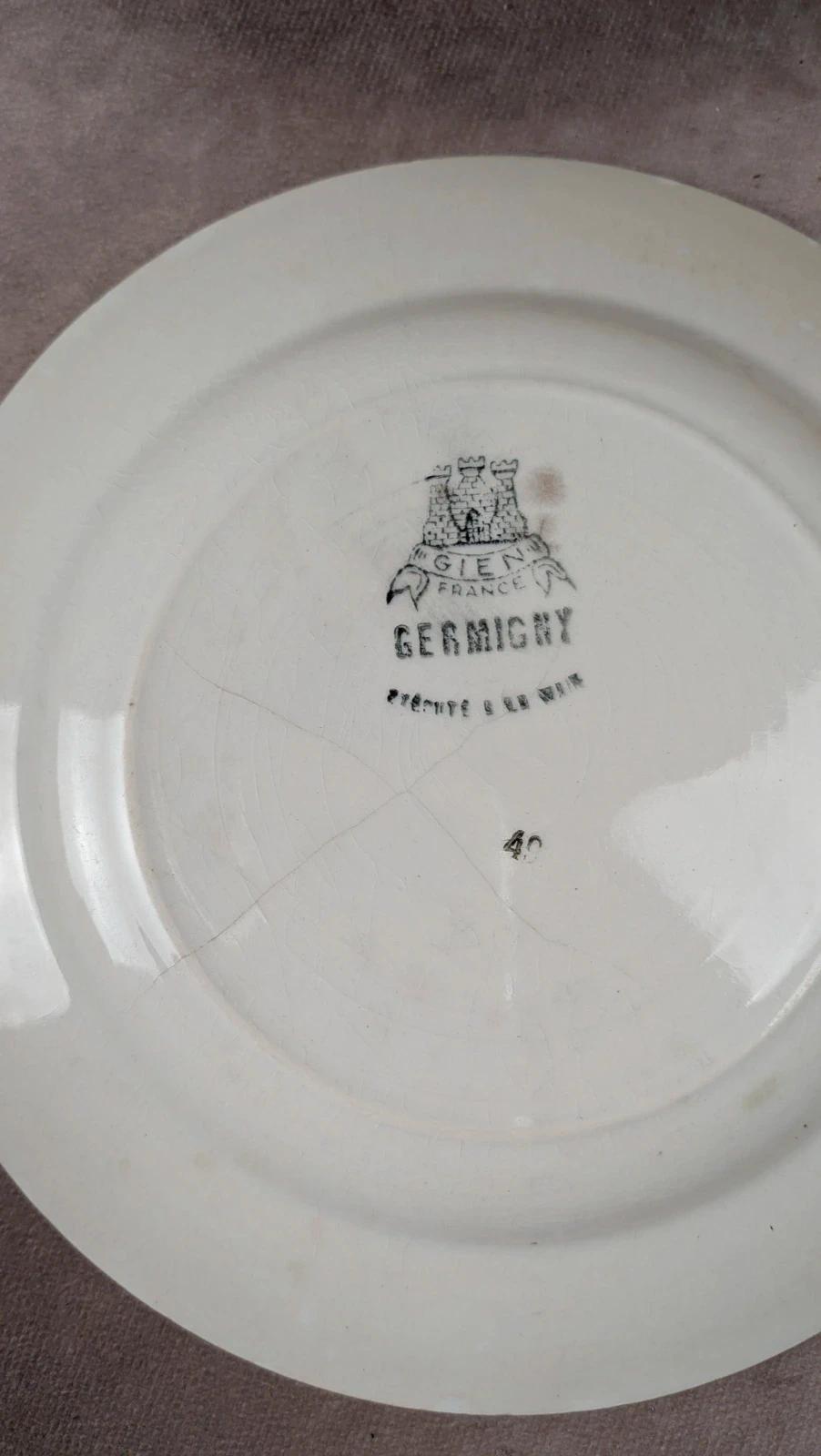 Lot de 6 assiettes + plat Gien modèle Germigny