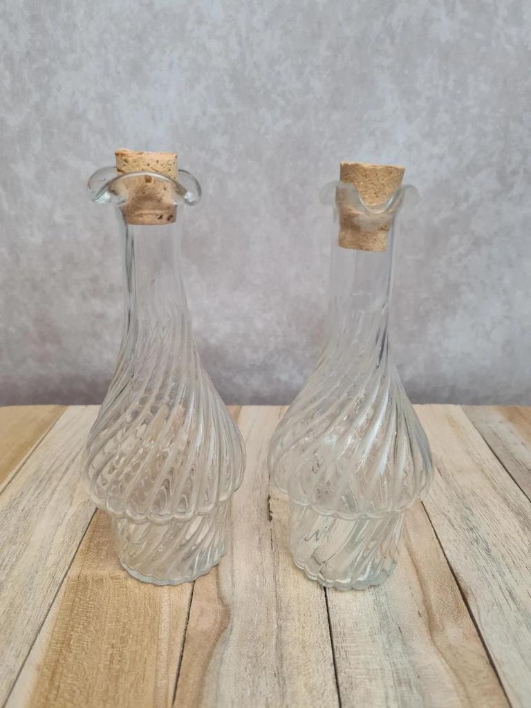 Serviteur huile vinaigre ancien Terre de Fer attribué Gien décor floral bleu 💙