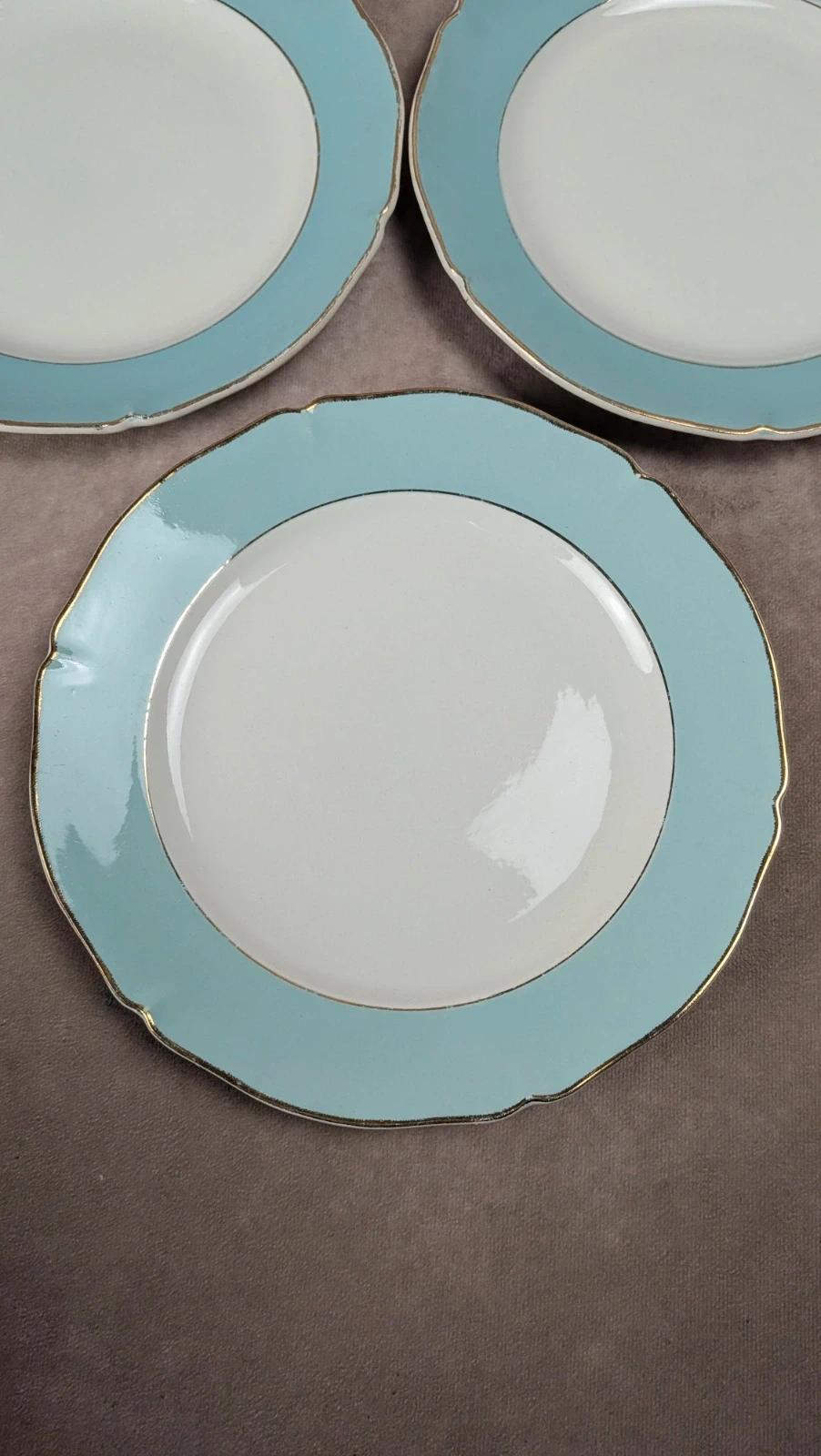 Lot de 5 assiettes plates anciennes Seranord Saint-amand – Modèle Chambord