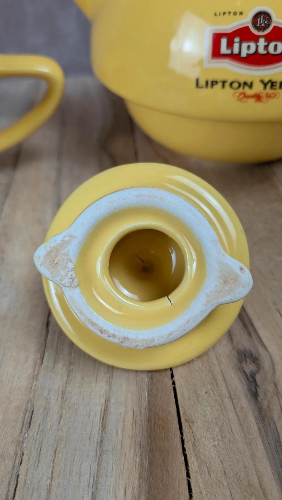 Ensemble Lipton vintage théière tasse empilable jaune