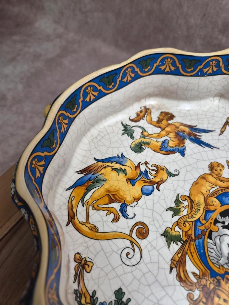 Centre de table ancien Keller & Guérin Lunéville attribué – décor Renaissance Xixe