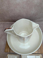 Ensemble de toilette ancien terre de fer Hbcm Thérèse broc bassine Art déco