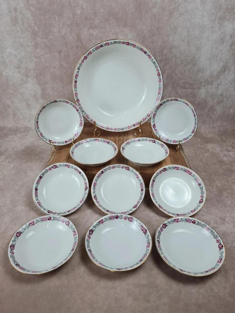 🌸 Lot ancien 10 coupelles + grand saladier 🍃