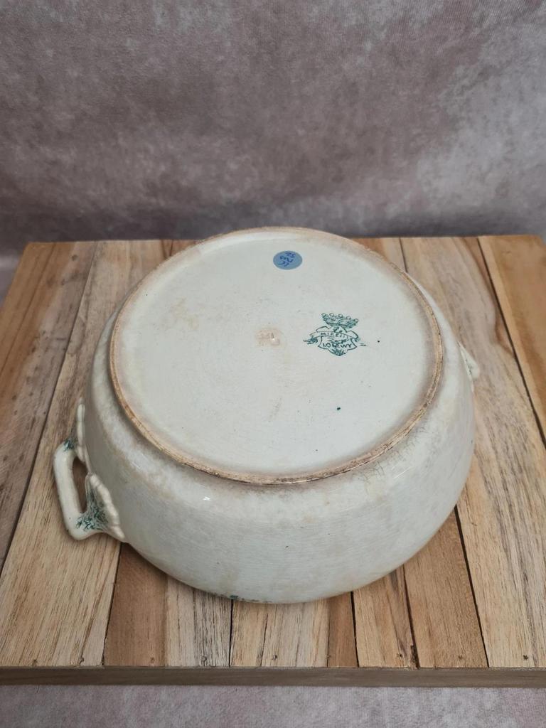 Soupière ancienne Longwy modèle Mireille 🌿 Terre de fer verte – charme authentique