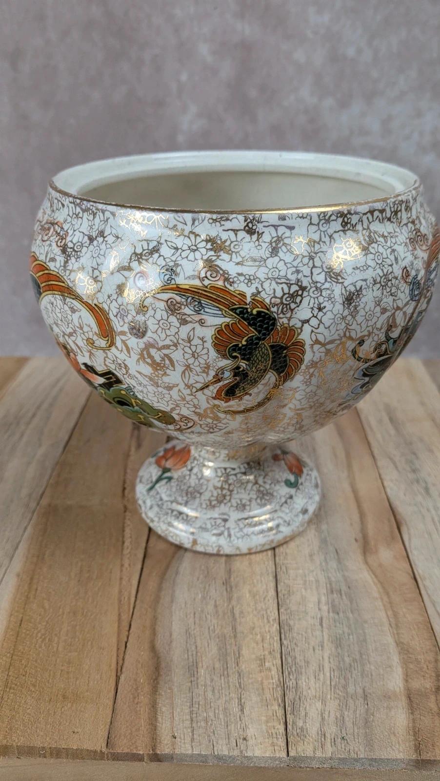 Pot ancien Phoenix Ware England décor oiseaux japonais