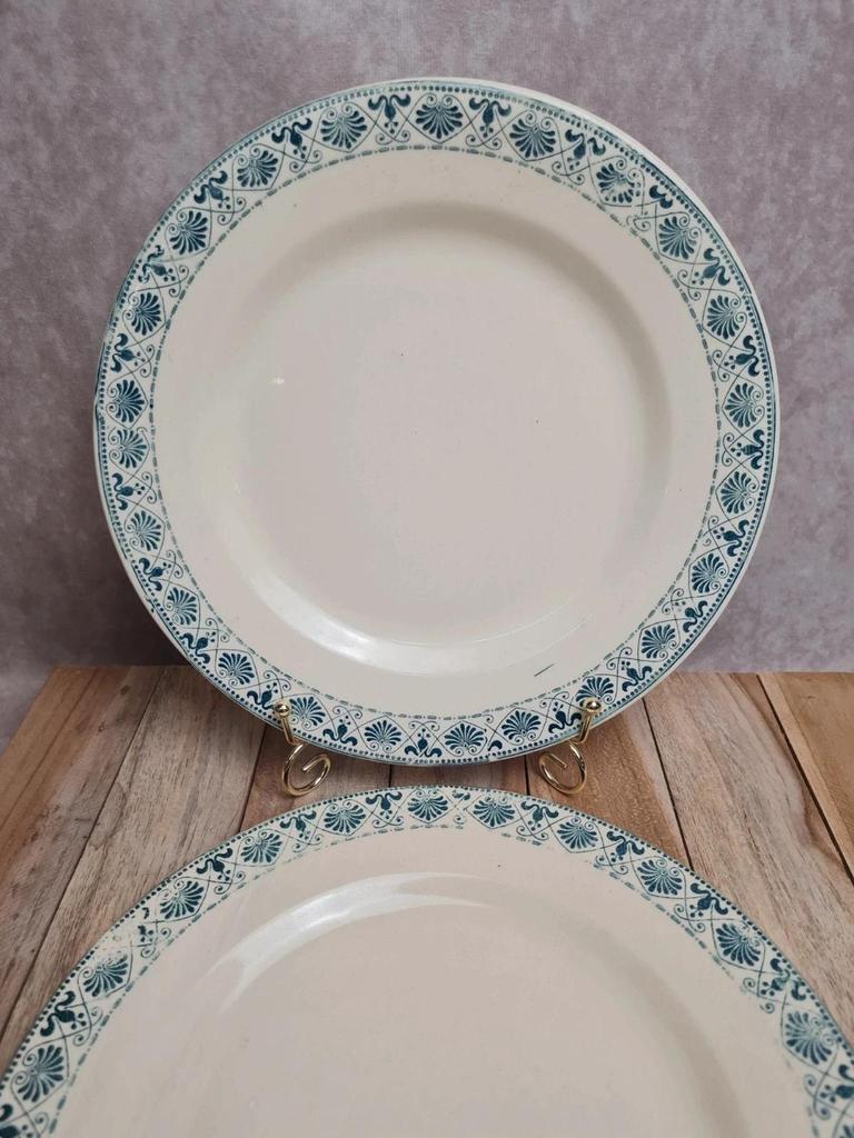 Lot de 2 assiettes plates anciennes Terre de Fer Salins modèle Celtic 💙