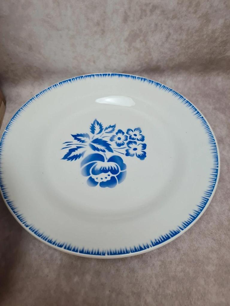 Lot de 10 assiettes plates vintage Digoin Sarreguemines modèle Simone Egp bleu 💙