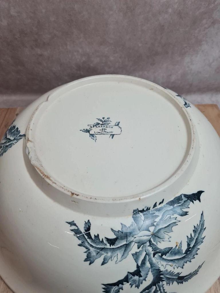 Grand saladier / bassine Longchamp modèle Chardon – décor oiseaux terre de fer 🐦🌿
