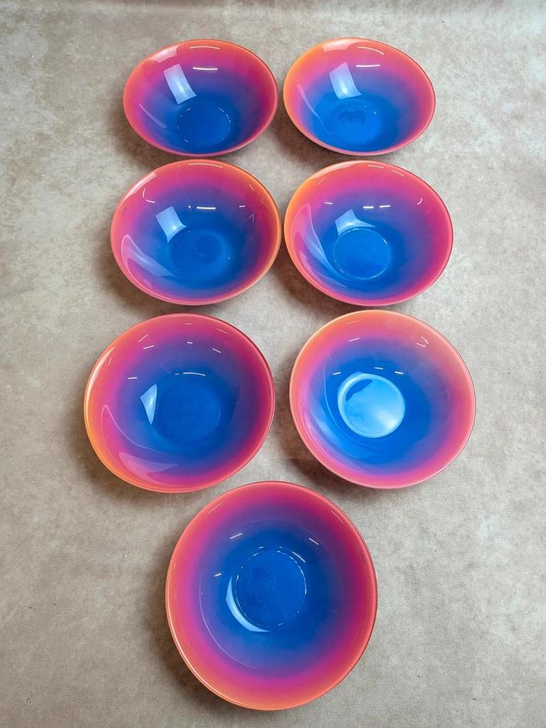 Lot de 7 coupelles Luminarc colorées vintage