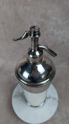 Ancien siphon à soda en métal argenté