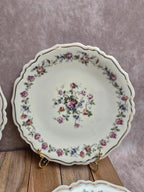 Lot de 6 assiettes plates anciennes Limoges Lucien Michelaud – décor floral