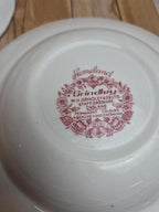 2 assiettes creuses vintage toile de Jouy rouge Grindley Homeland Staffordshire Angleterre