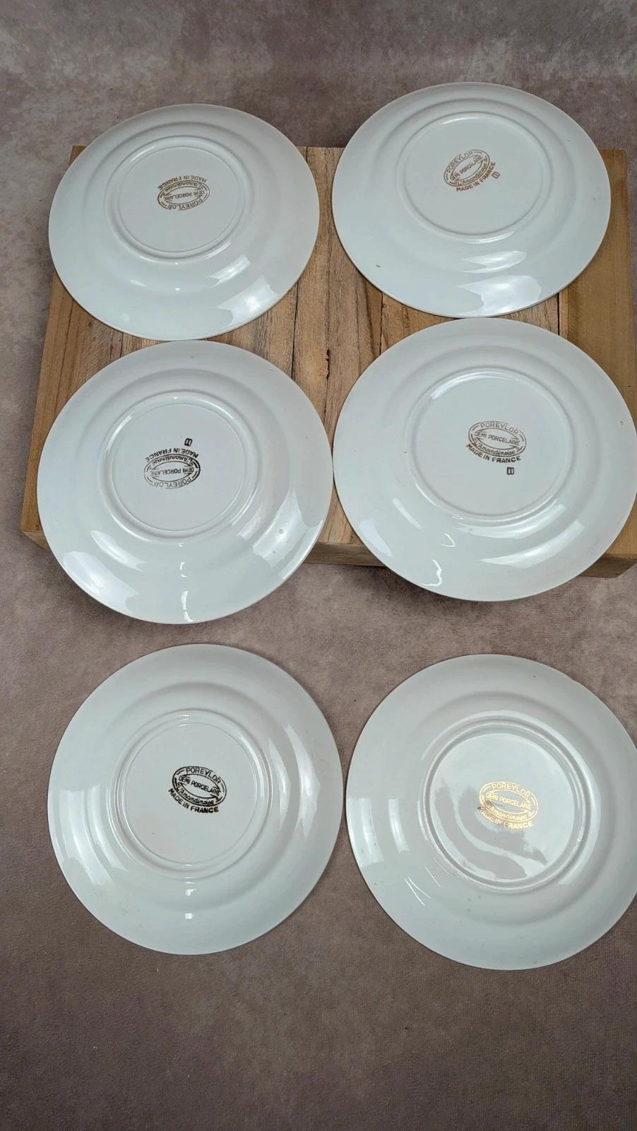 Lot de 6 assiettes à dessert anciennes L’amandinoise – dorure