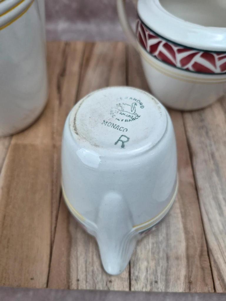 Service à café vintage Saint-amand Monaco – Théière, sucrier et pot à lait incomplets