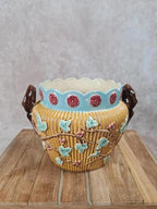 🪴 Cache-pot barbotine signé Gustave De Bruyne – Fives-lille, vers 1900 – Art Nouveau