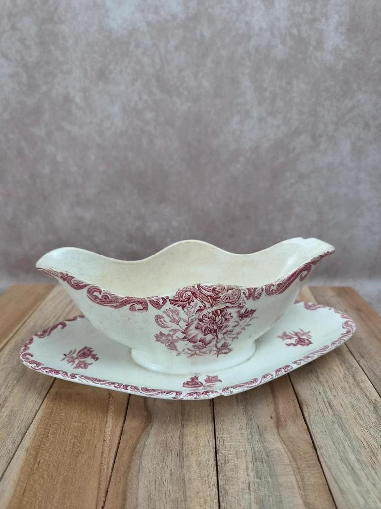 Saucière ancienne Clairefontaine modèle Paveau – Terre de fer rouge – Patine ancienne