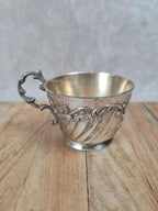 Élégante tasse et sous - tasse anciennes en métal argenté Gallia – modèle 4111