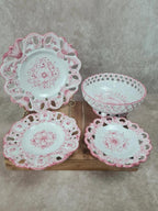Ensemble ajouré vintage Vestal Portugal – 3 assiettes + saladier