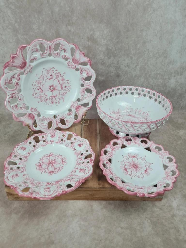Ensemble ajouré vintage Vestal Portugal – 3 assiettes + saladier