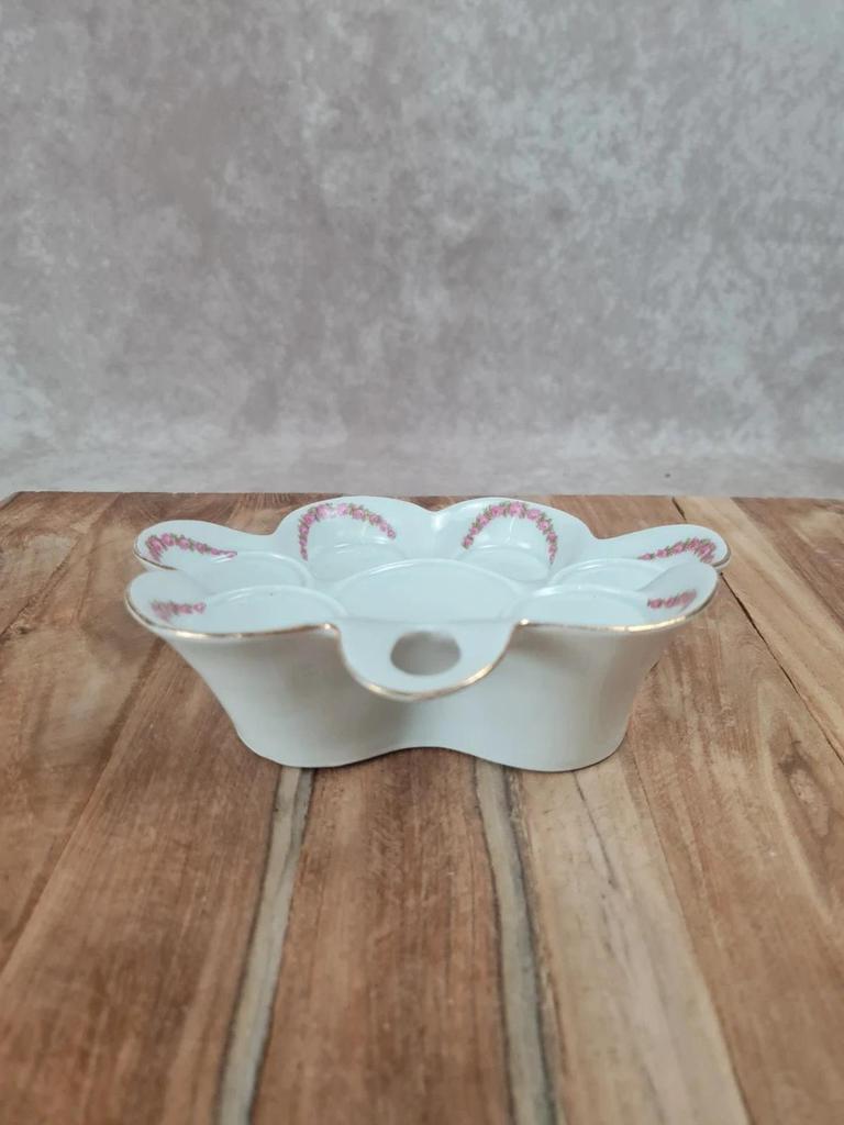 Ensemble de coquetiers vintage avec support – décor floral