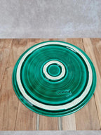 💚 Ensemble Vallauris vert émaillé – centre de table & dessous de bouteille vintage