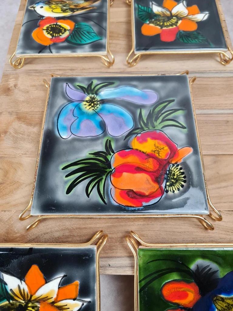 Ensemble vintage, dessous de plat + 4 dessous de bouteille, Villeroy & Boch & La Ferté - gaucher