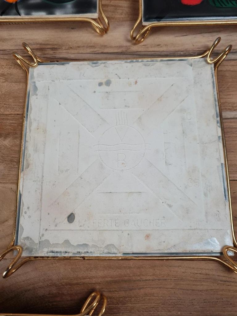 Ensemble vintage, dessous de plat + 4 dessous de bouteille, Villeroy & Boch & La Ferté - gaucher
