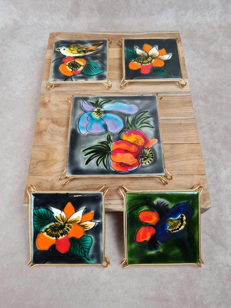 Ensemble vintage, dessous de plat + 4 dessous de bouteille, Villeroy & Boch & La Ferté - gaucher