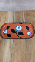 Ensemble vintage peint à la main – plateau + cocotier + mini ramequin