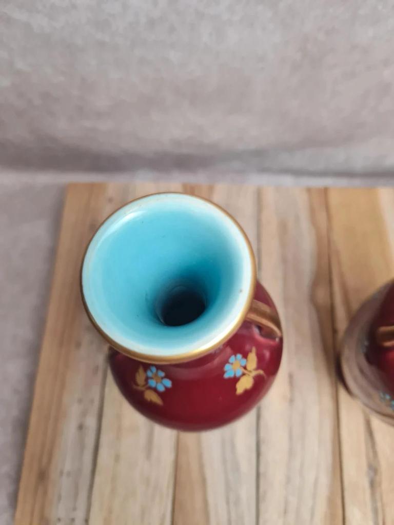 Paire de vases Sarreguemines modèle 1729 – vers 1895 – dépôt Émile Bourgeois – pièce rare