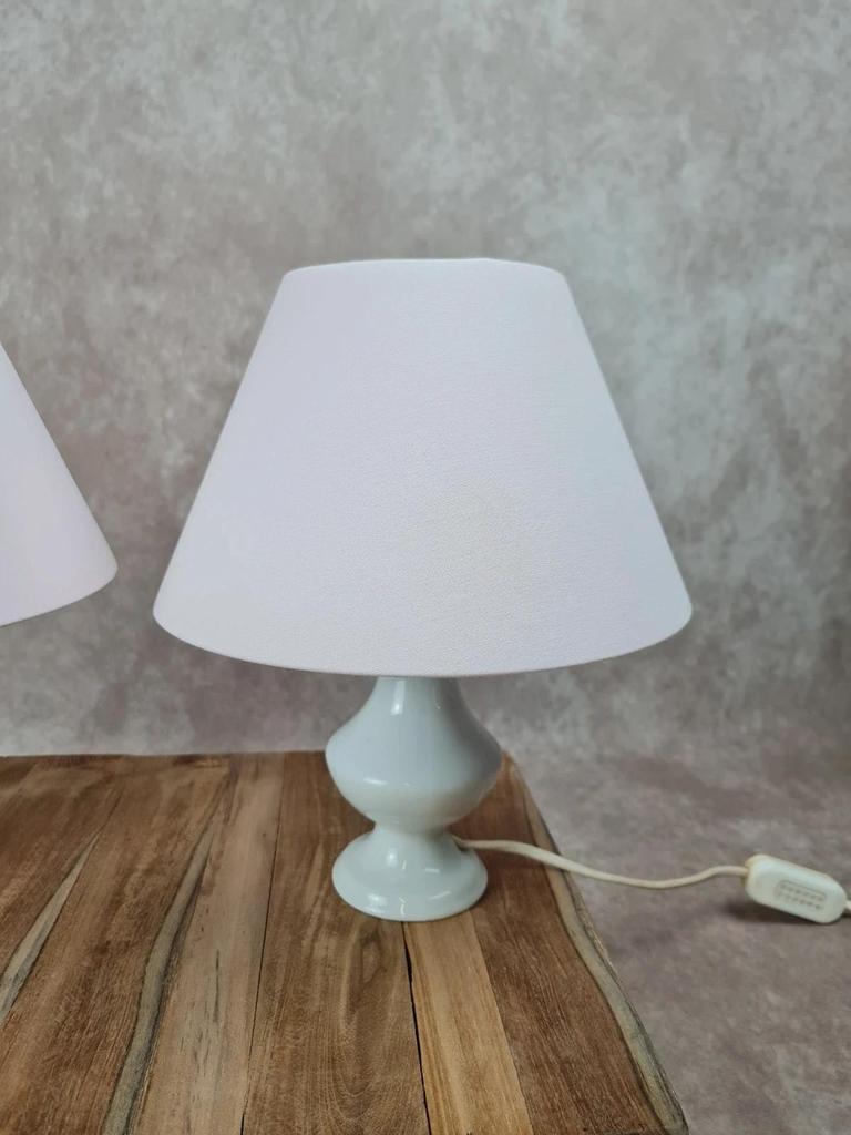 🌿 Duo de lampes vintage en porcelaine blanche – douille à baïonnette 🌿