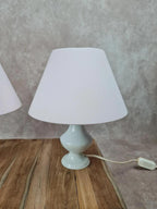 🌿 Duo de lampes vintage en porcelaine blanche – douille à baïonnette 🌿