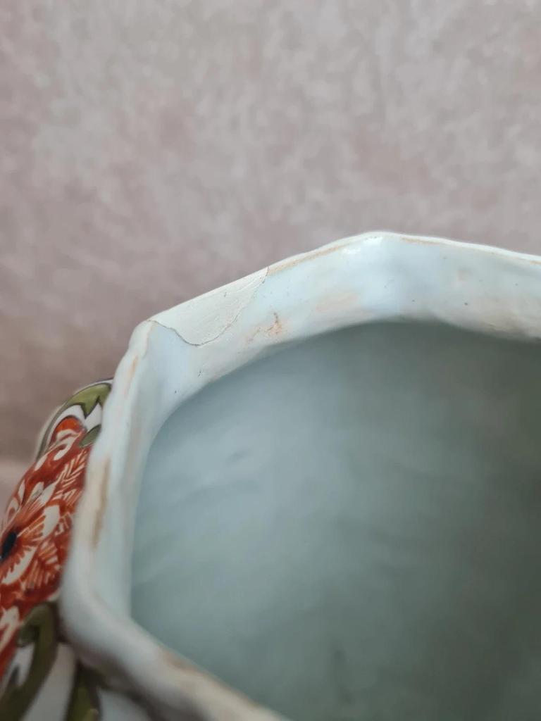 Potiche couverte ancienne faïence Desvres Fourmaintraux Xixe décor chinoiserie chien de Fô
