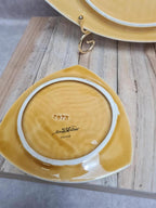 Lot dessous de plat + dessous de bouteilles Sarreguemines jaune graphique vintage 🟡