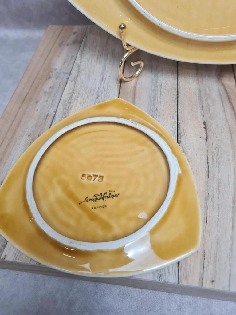 Lot dessous de plat + dessous de bouteilles Sarreguemines jaune graphique vintage 🟡