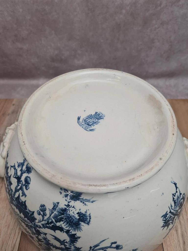 Soupière ancienne Gien modèle Chardon – Terre de fer bleu