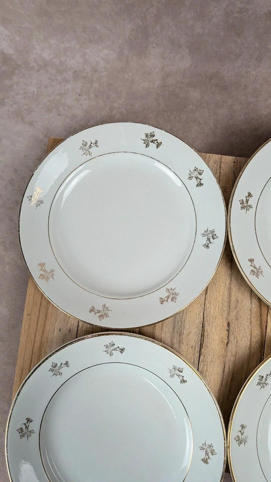 Lot de 6 assiettes à dessert anciennes L’amandinoise – dorure