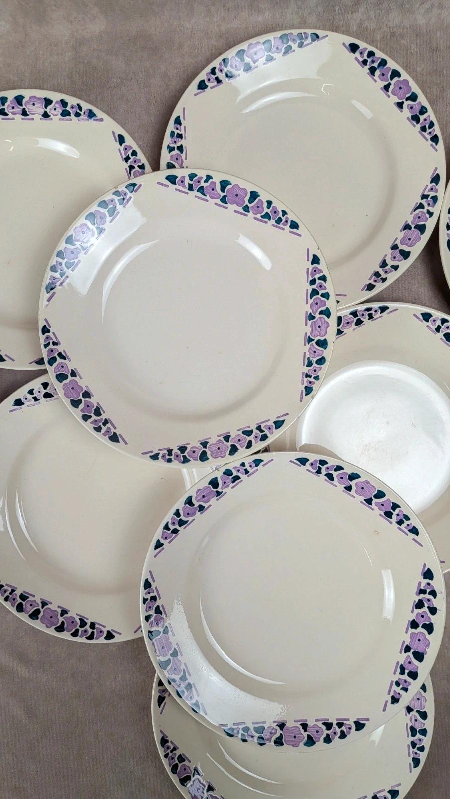 Lot 9 assiettes plates Longchamp Terre de Fer modèle Cannes